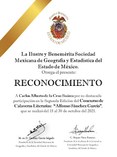 Reconocimiento de la Ilustre y Benemérita sociedad de Geografía y Estadística de México