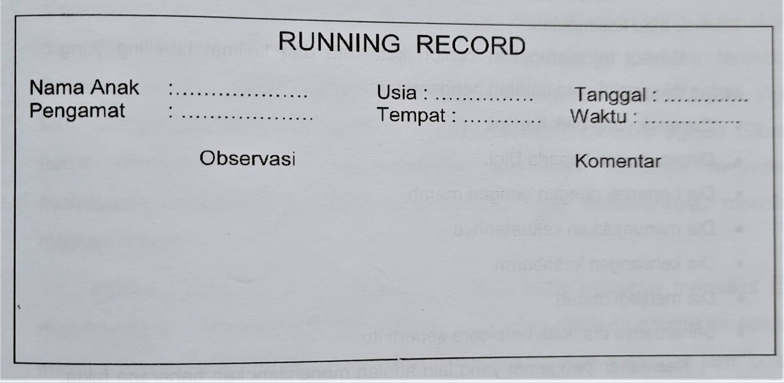 TEKNIK EVALUASI BERMAIN ANAK DENGAN BENTUK PENCATATAN OBSERVASI | ANAK ...