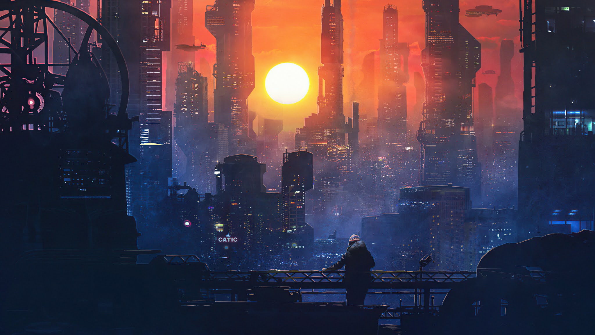 HD Wallpaper Sci-fi City Sunset