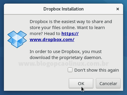 Utilitário gráfico de instalação do Dropbox Client