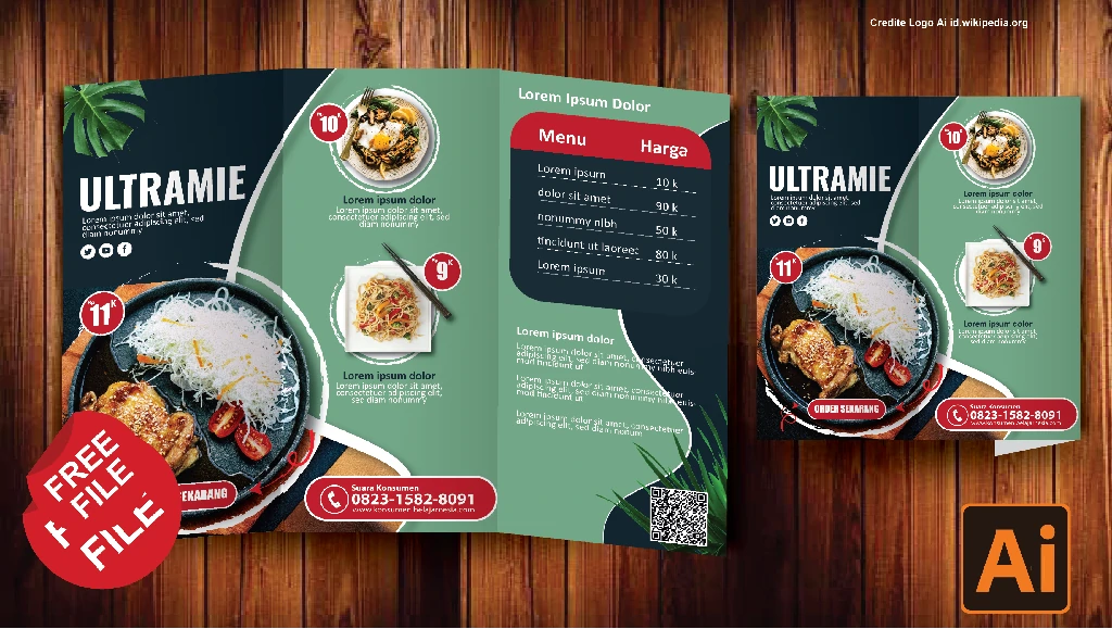 Download contoh Desain Brosur Makanan 3 Lipat Coreldraw Dan Photoshop