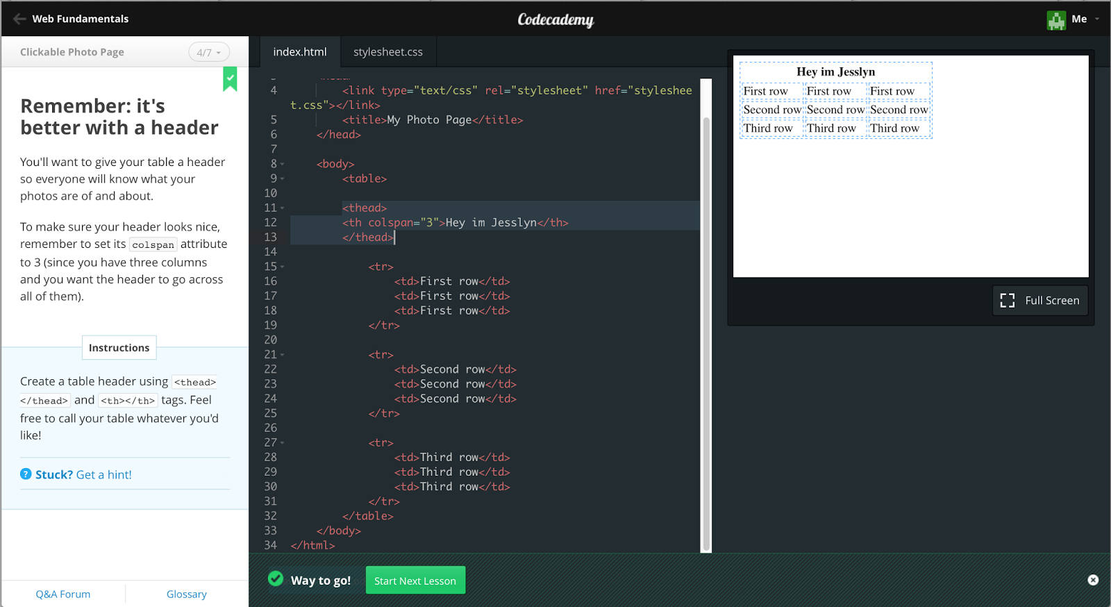 Hey, I'm Jesslyn.: Code Academy : Html & Css | Clickable Photo Page