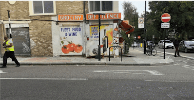 Cressy Road with no ramped kerbs and blister paving with a step down