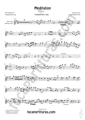  Saxofón Alto y Sax Barítono Partitura de Meditación Sheet Music for Alto and Baritone Saxophone Music Scores PDF/MIDI de Saxofón Mib
