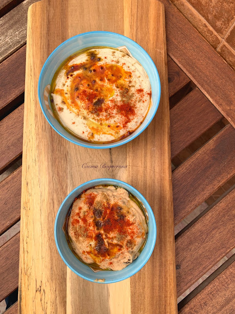 Hummus de alubias blancas y de alubias con tomate seco