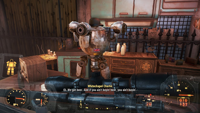 Screenshot of Charlie the bartender from Goodneighbor in Fallout 4