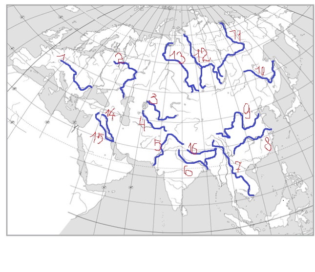 Контурная карта отметить реки и озера