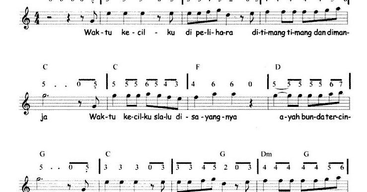 Not Angka Lagu Waktu Kecil | Pianika | Recorder | Keyboard | Suling