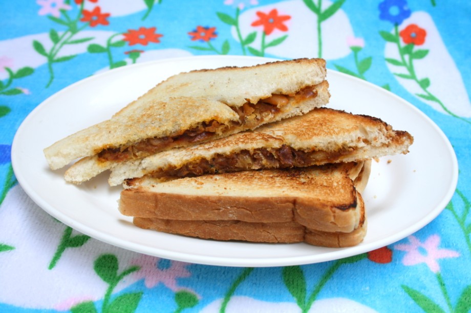 Kidney Bean Sandwich Indian Style Masala Rajma on Sandwich Toast