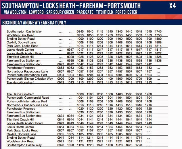 Southampton Bus Update Boxing Day bus services