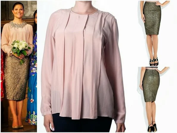 Crown Princess Victoria of Sweden wore By Malene Birger silk Blouse and Skirt