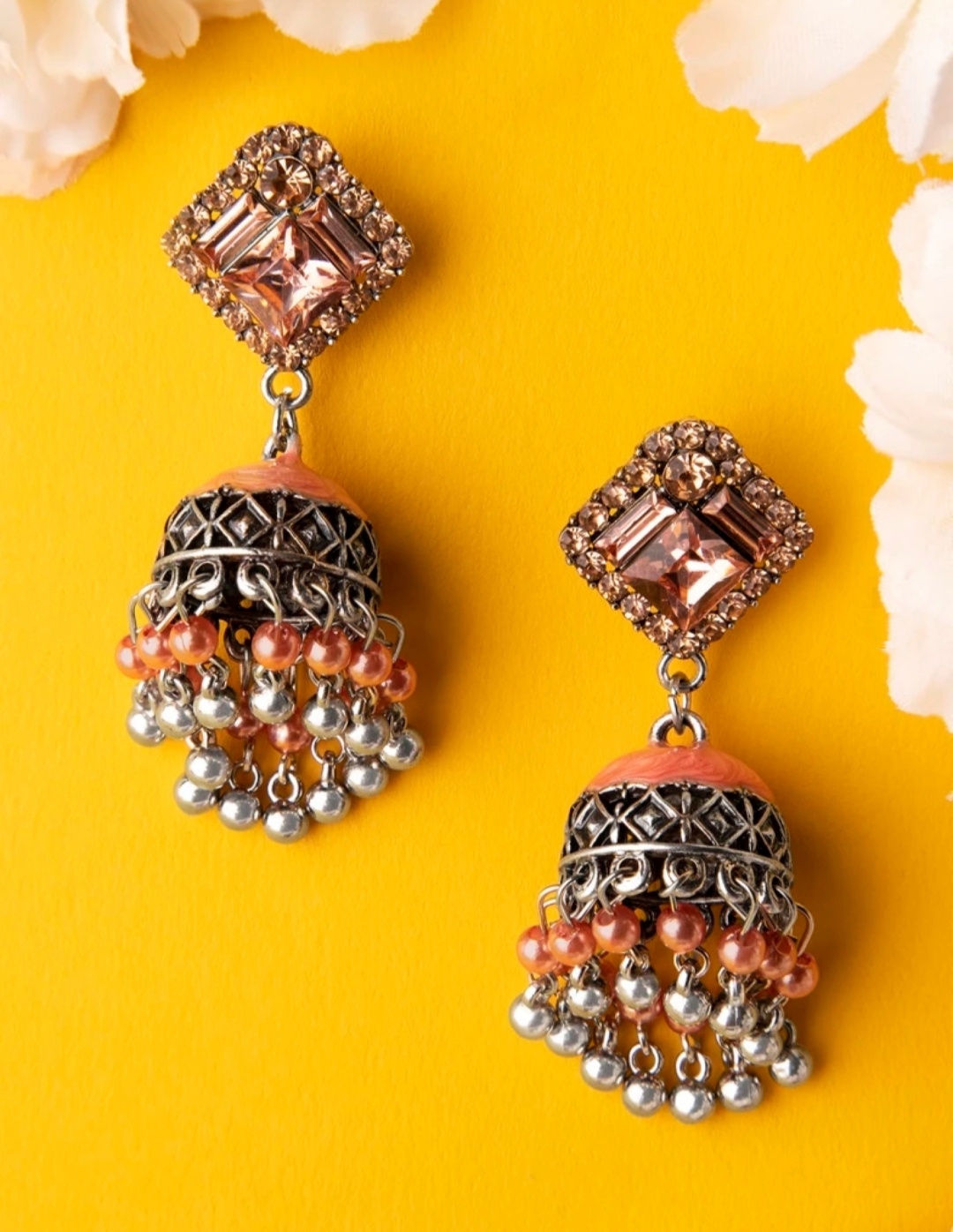 Colorful silver earrings