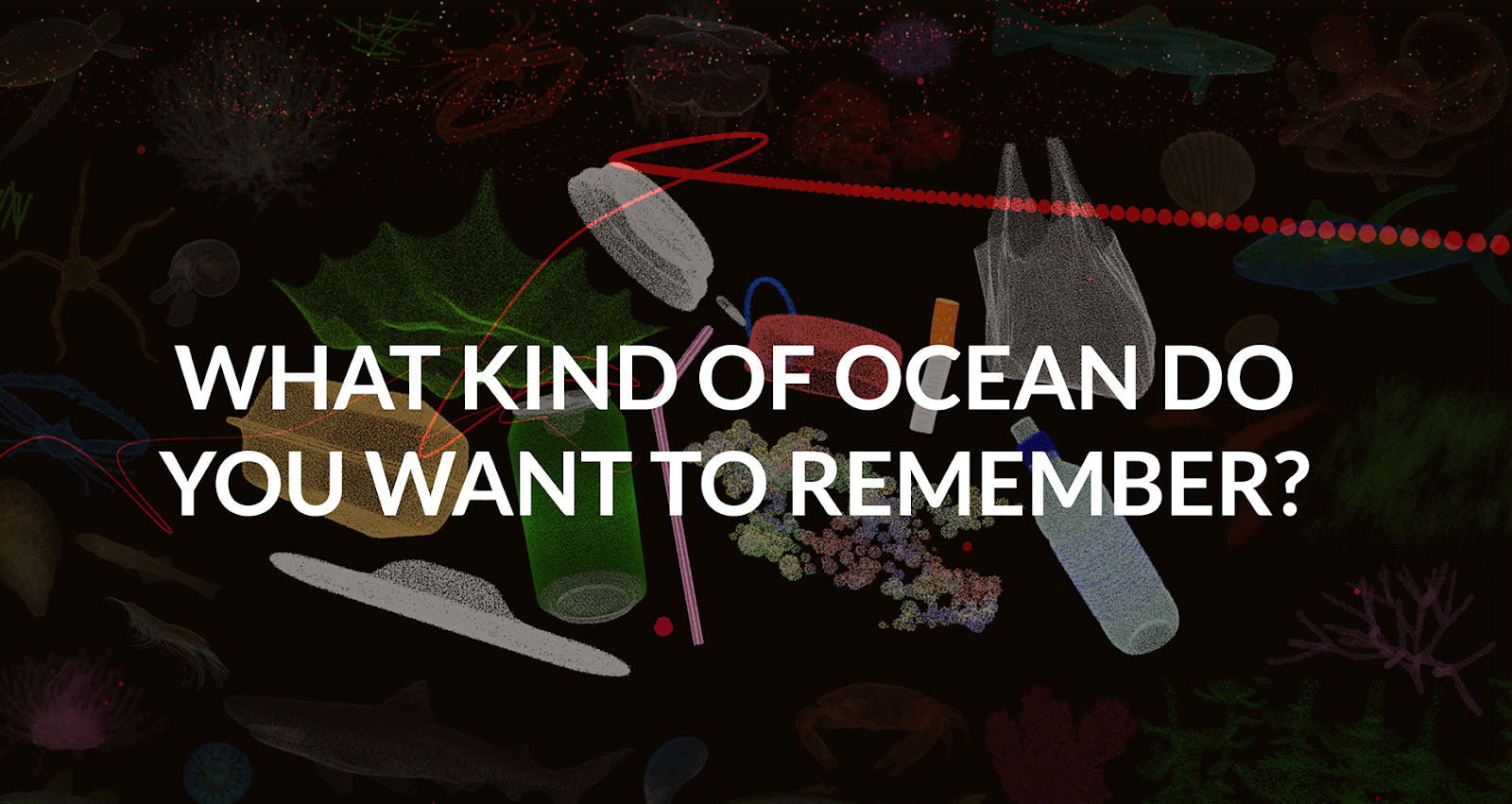 Illustration, die den Schriftzug "What Kind of ocean do you want to remember" zeigt