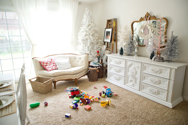 Pink and White Christmas Dining Room