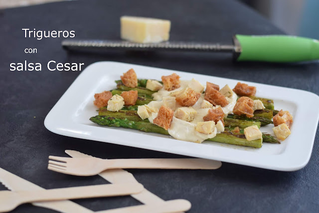 receta de espárragos trigueros con salsa cesar