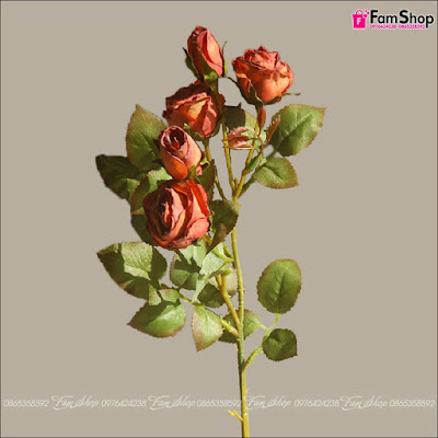 Cành hoa hồng nhỏ trang trí H50