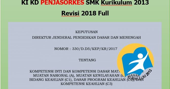 18 KI KD Penjasorkes SMK Kurikulum 2013 Revisi 2018 BARU