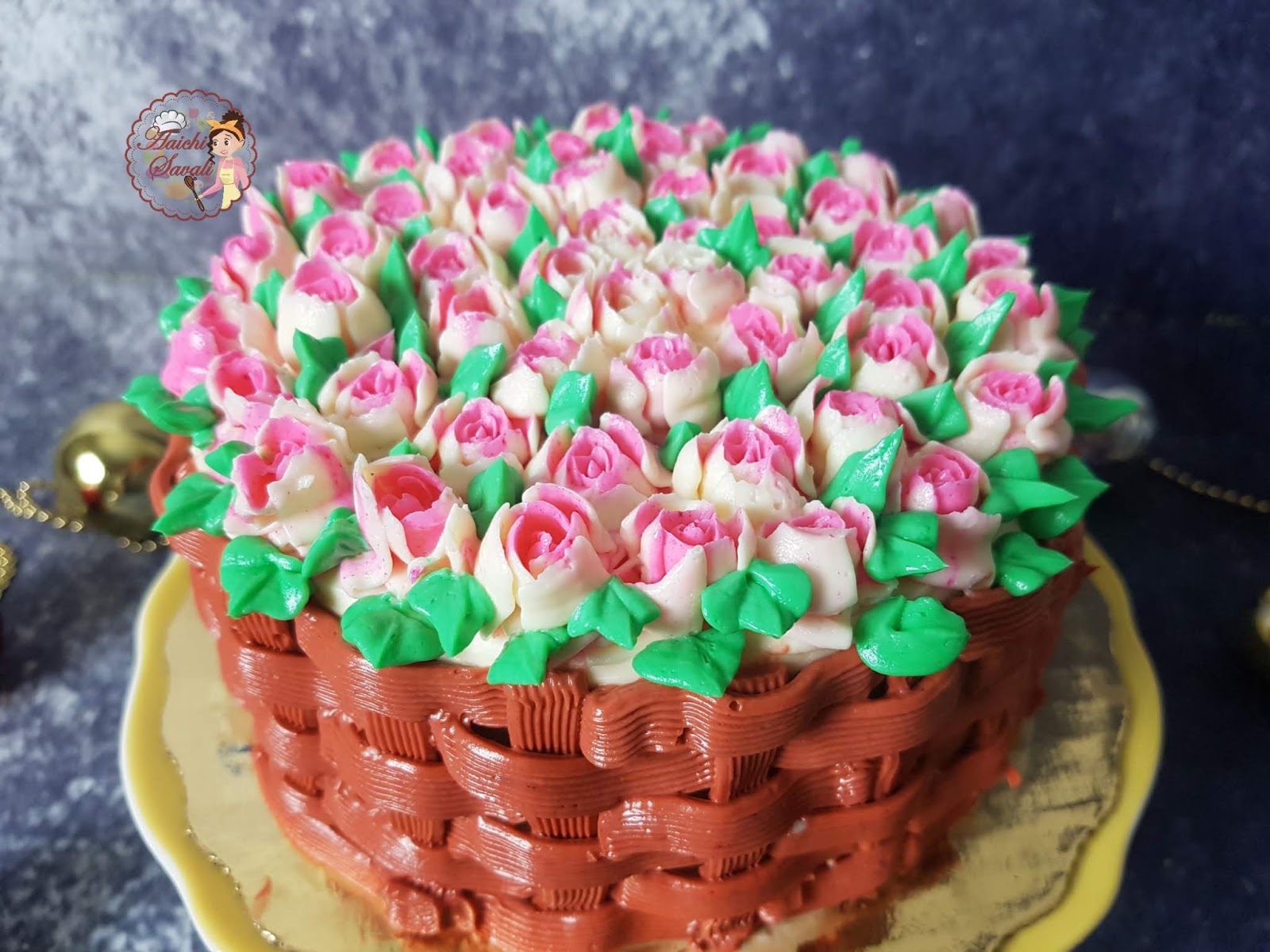 Flower Basket Cake Using Russian Piping Tips/How to Use Russian Piping
