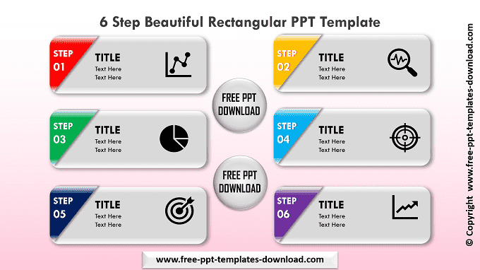 6 Step Beautiful Rectangular PPT Template Light