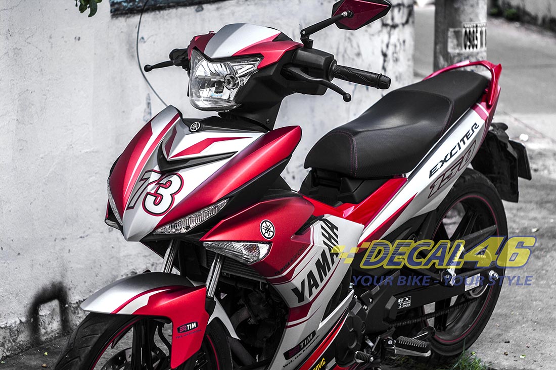 Những mẫu tem xe đẹp tại Decal 46: Tem trùm Exciter 150 Yamaha trắng đỏ ...