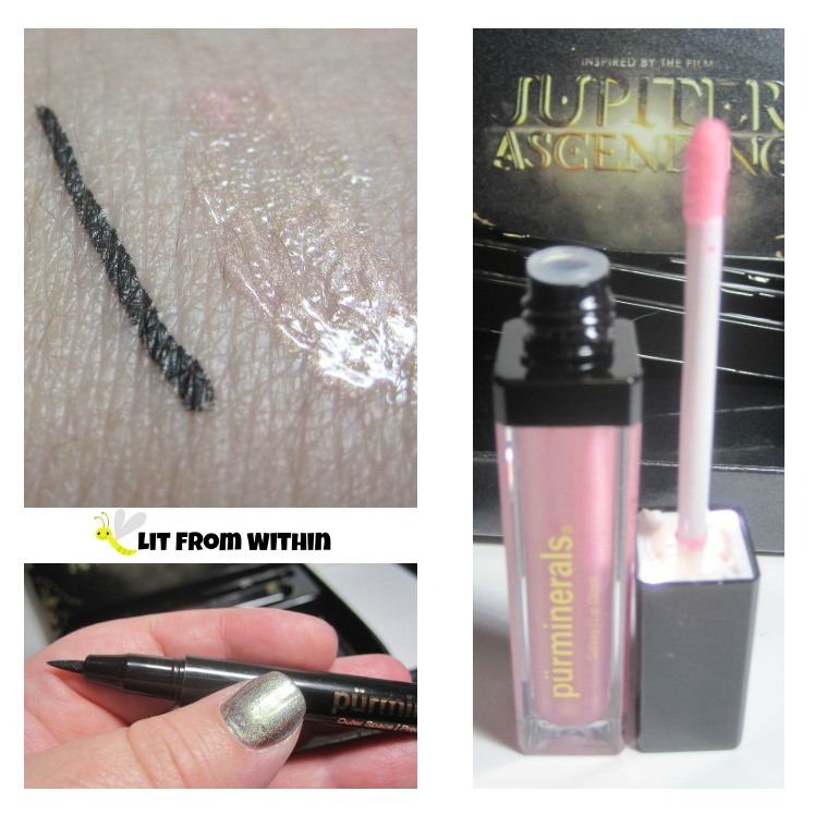 black liquid Outer Space Precision liner, and the light pink, iridescent Galaxy Lipgloss