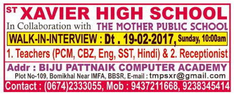 bhubaneswar teachers wanted xavier st clickhere connected