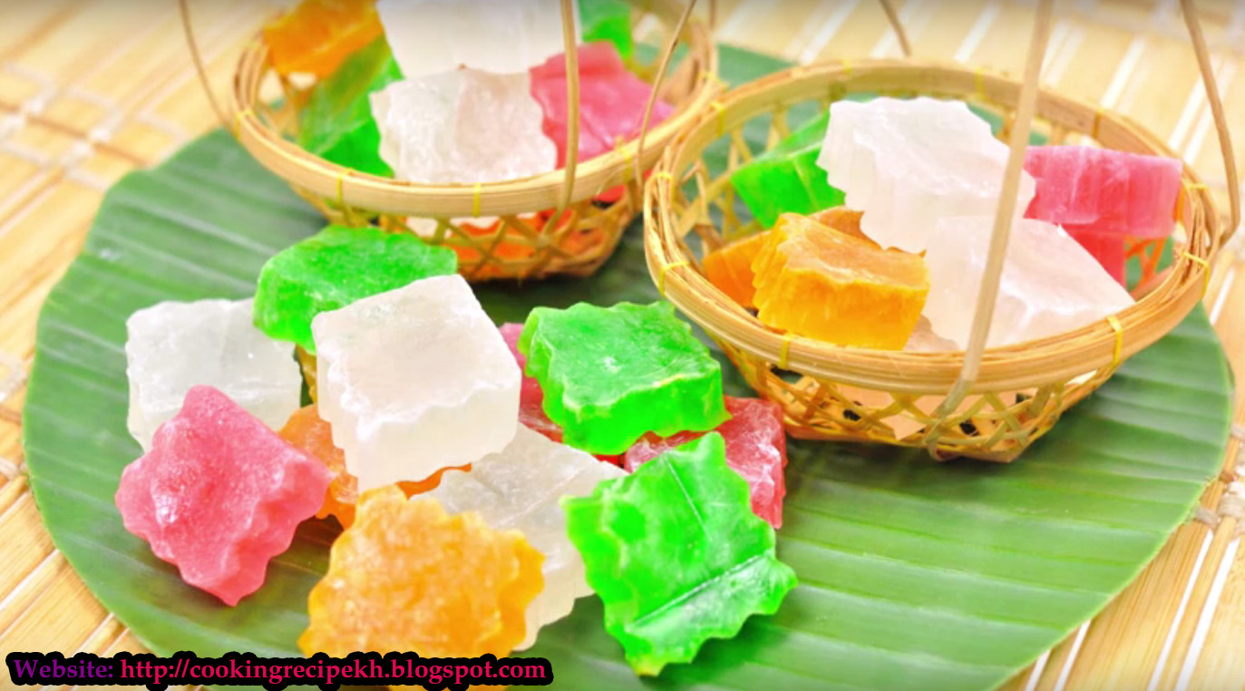 Crispy Jelly (Thai Dessert) Woon Krob วุ้นกรอบ CookingRecipeKH