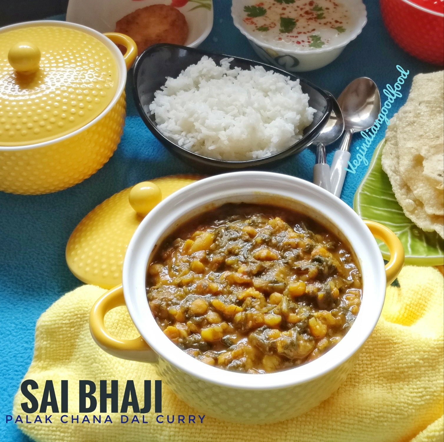Veg Indian Good Food Recipes.. Sai Bhaji Palak Chana Dal Curry