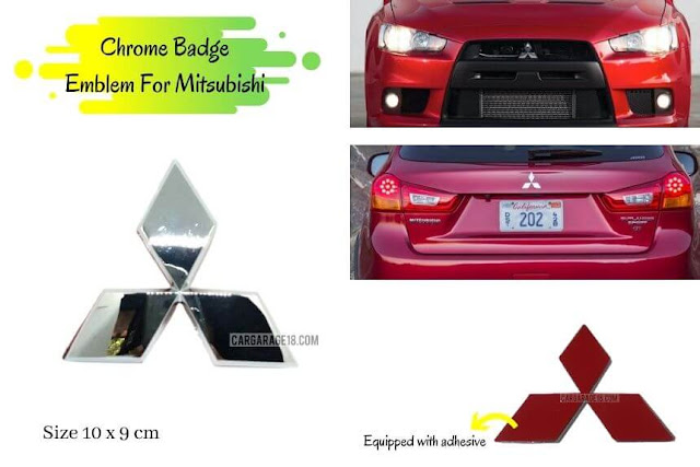 Chrome Mitsubishi Badge Emblem Size 10 x 9 cm