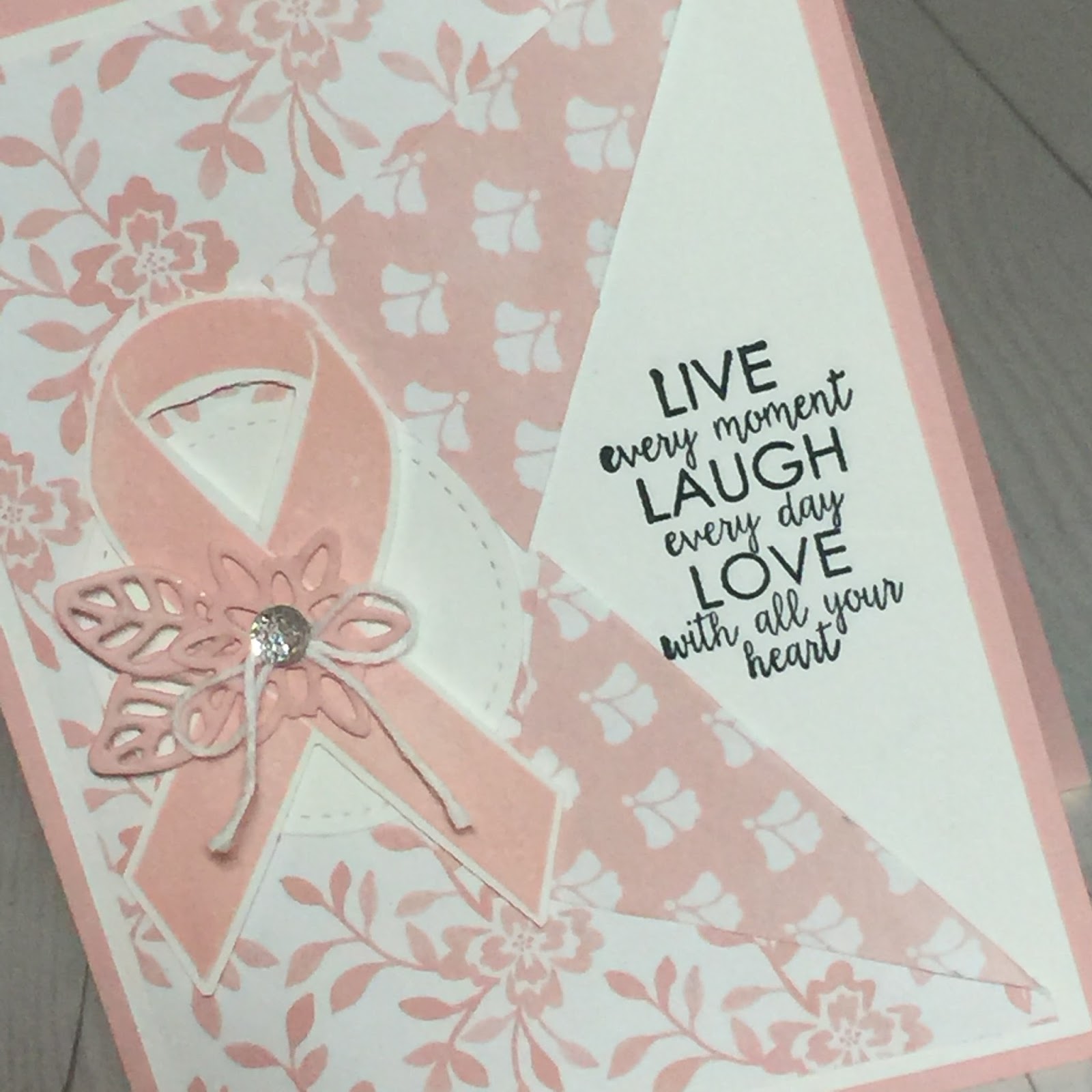 Powder Pink Ribbon of Courage stamp set Stamped Sophisticates