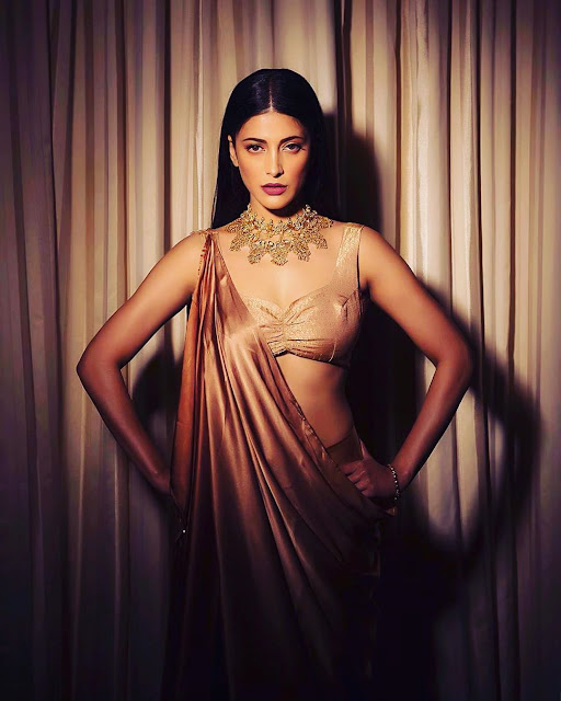 Shruti Haasan Latest Images - Stuns in Golden Saree