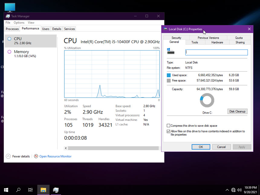 Windows 10 Lite 21H1 Build 19043.1237