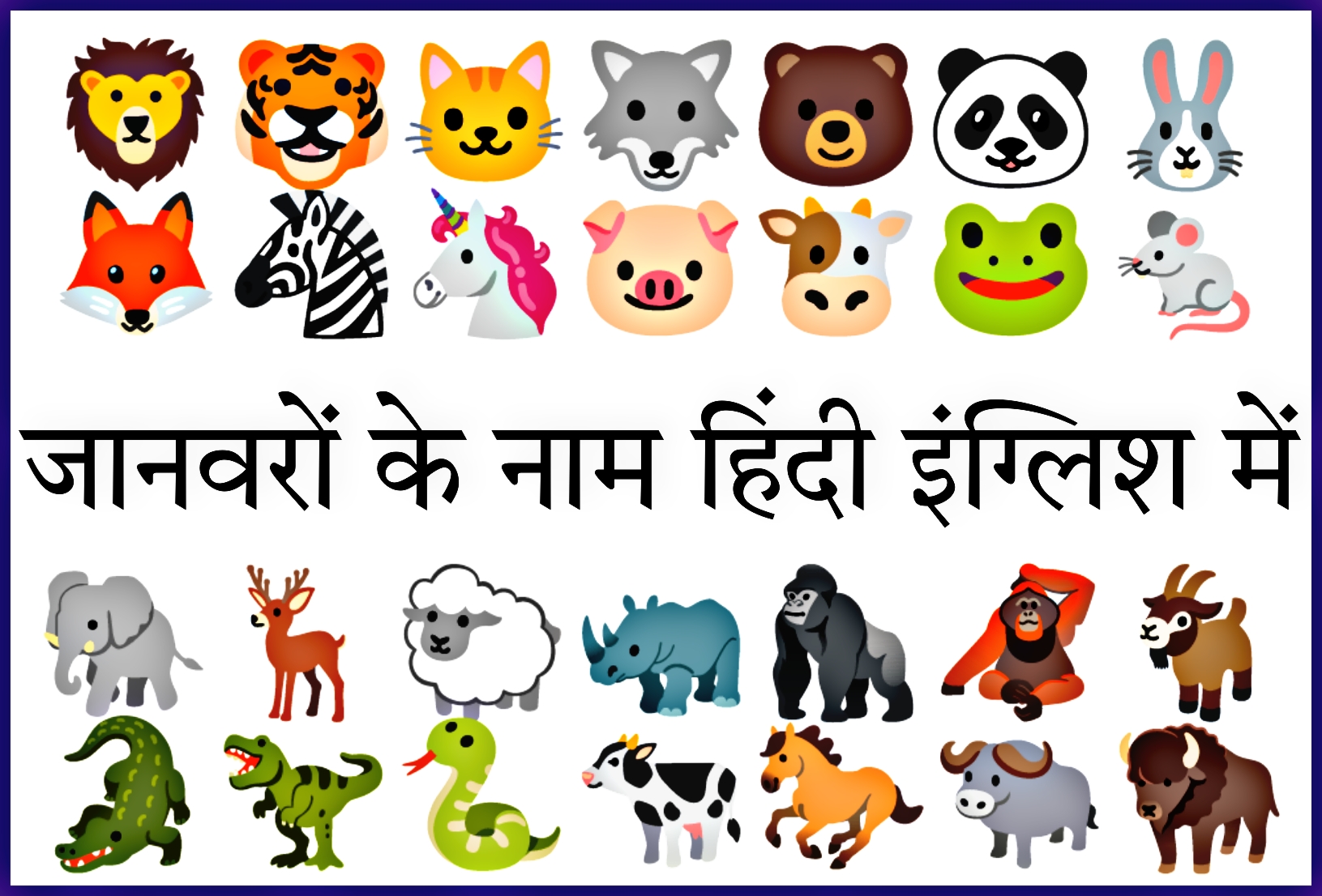 जानवरों के नाम हिंदी और इंग्लिश में | Animals name in Hindi & English