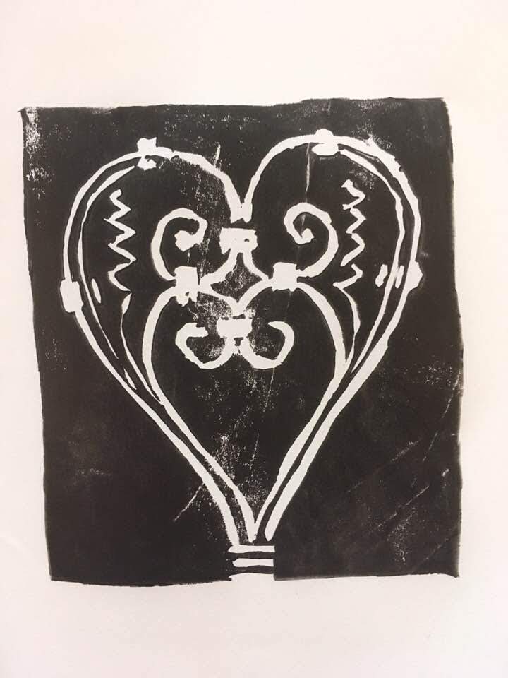 Retrogirl Linocut heart