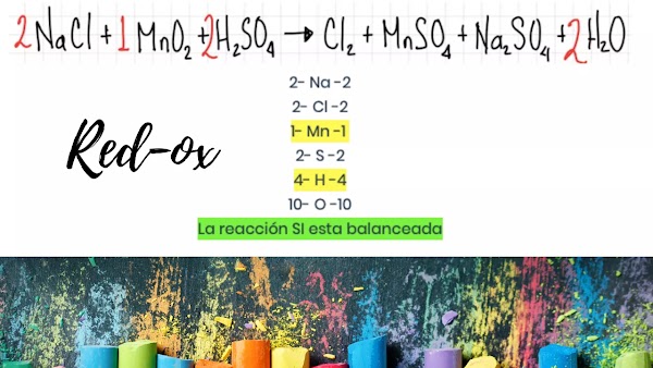 Balance por REDOX NaCl + MnO2 + H2SO4 >>> Cl2 + MnSO4 + Na2SO4 + H2O ...