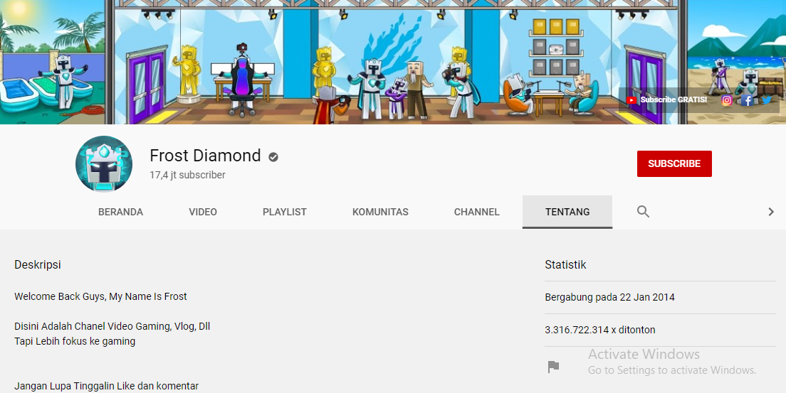 Penghasilan Youtube Frost Diamond PenghasilanYouTubers