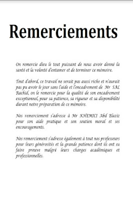 Remerciement mémoire de fin d'études