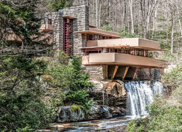 1) The Fallingwater (Frank Lloyd Wright, Mill Run, Pennsylvania, AS, 1935)