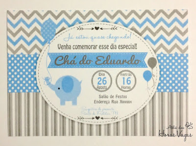 convite artesanal infantil personalizado anviersário 1 aninho chá de bebê fraldas menina elefantinho chevron cinza azul claro delicado festa personalizada scrap scrapbook scrapfesta menino