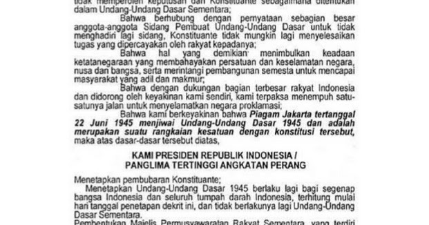 Ruana Sagita 3 Isi Dari Dekrit Presiden 5 Juli 1959