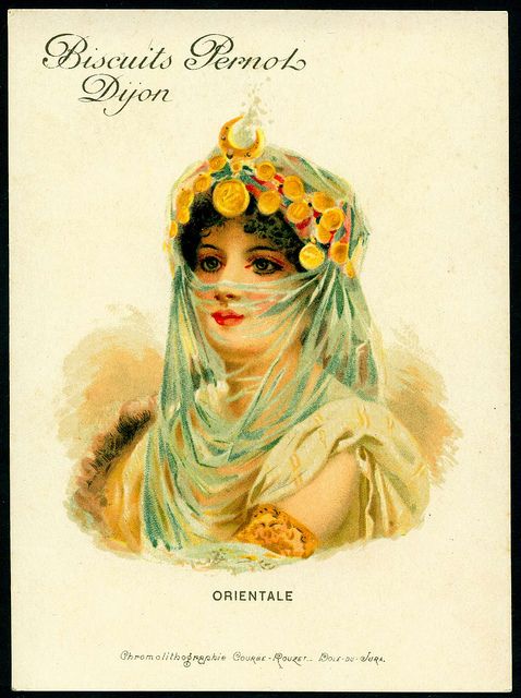 Victorian era "trade card" Biscuits Pernois Dijon Orientale. Portrait of an exotic beauty. Jingles and other stories of The American Dream. marchmaton.com Victorian era "trade card" Biscuits Pernois Dijon Orientale. Portrait of an exotic beauty. Jingles and other stories of The American Dream. marchmaton.com