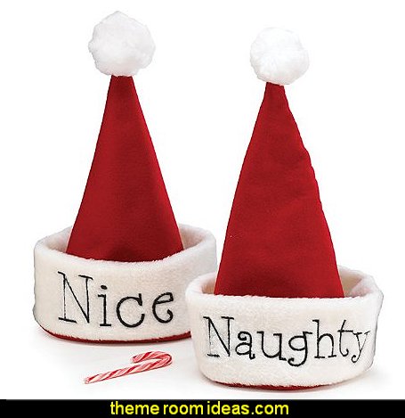Santa Christmas Hat with Hand Stitched Naughty Or Nice Festive Holiday Hat