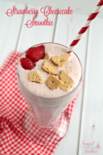 Creamy low-fat yogurt, sweet frozen strawberries, reduced-fat cream cheese and graham crackers are blended into this satisfying Strawberry Cheesecake Smoothie.