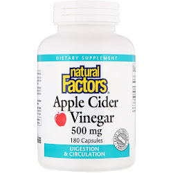 Natural Factors, яблочный уксус, 500 мг, 180 капсул