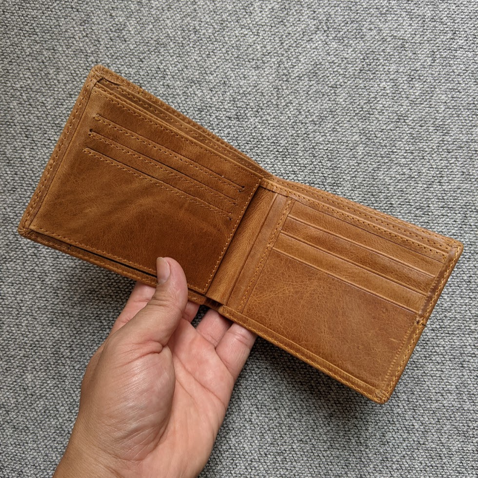Ví ngang nam da bò màu nâu sáng
