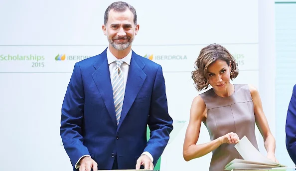 King Felipe of Spain and Queen Letizia of Spain, Ignacio Sanchez Galan and Isabel Garcia Tejerina deliver Iberdrola Foundation scholarships at casa de America