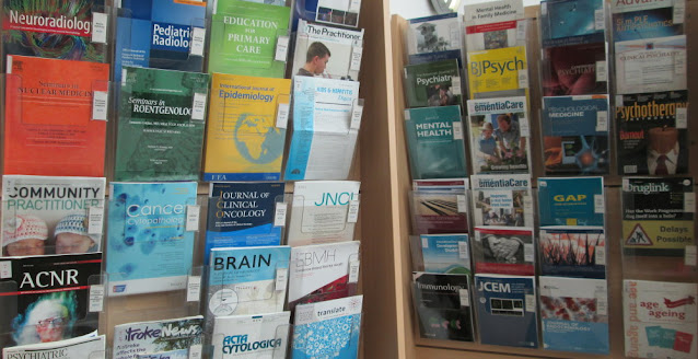 Selection of journal titles on display