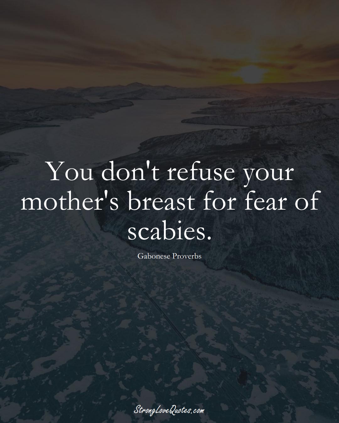 You don't refuse your mother's breast for fear of scabies. (Gabonese Sayings);  #AfricanSayings