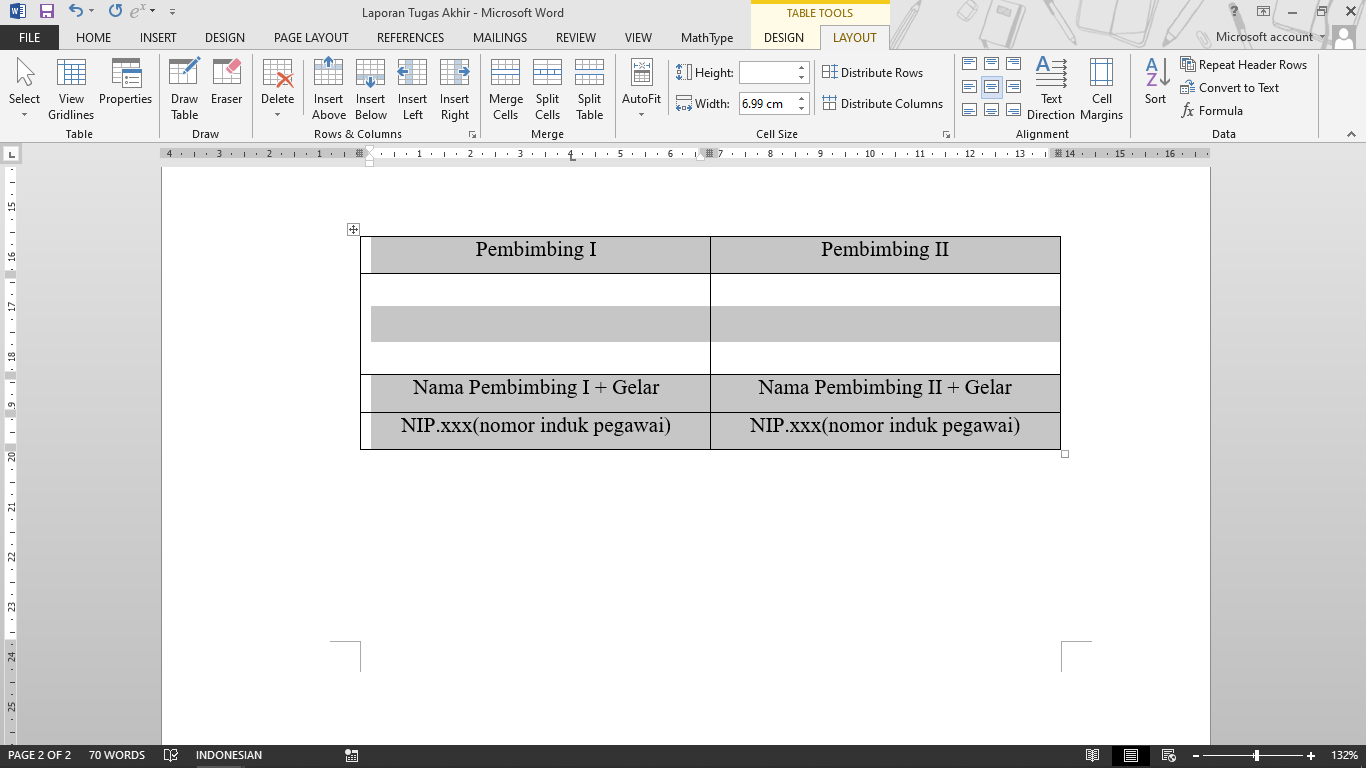 Membuat Kolom Tanda Tangan Lebih dari Satu dengan Tabel