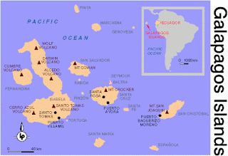 Map Showing Galapagos Islands' Volcanoes